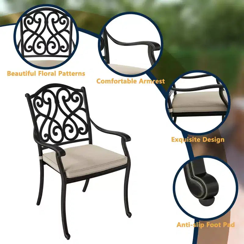 CLIHOME 9-Piece Cast Aluminum Patio Dining Set with Sofa Cushions