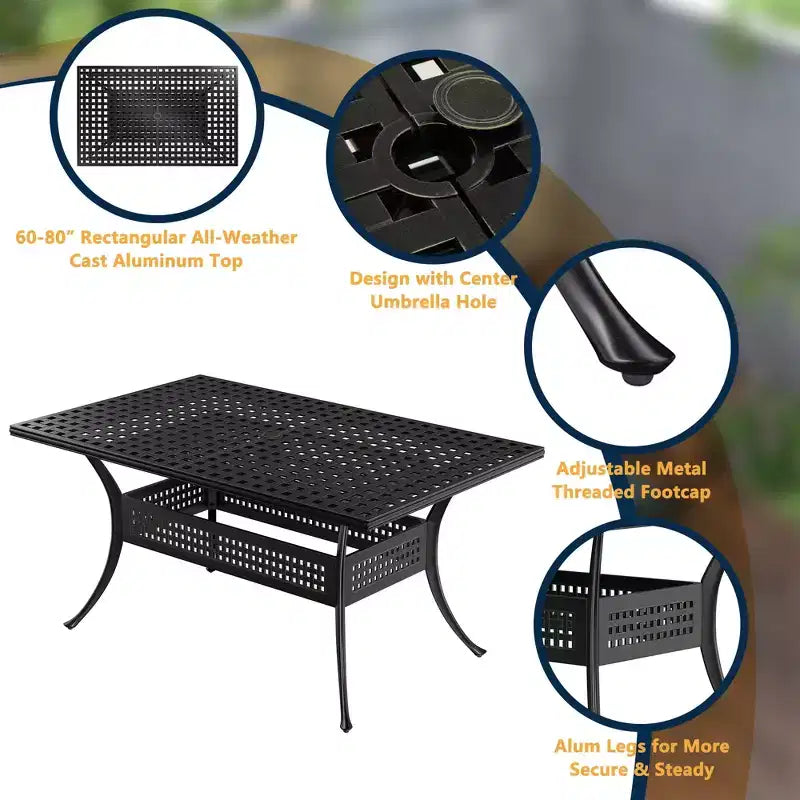 CLIHOME 9-Piece Cast Aluminum Patio Dining Set with Sofa Cushions