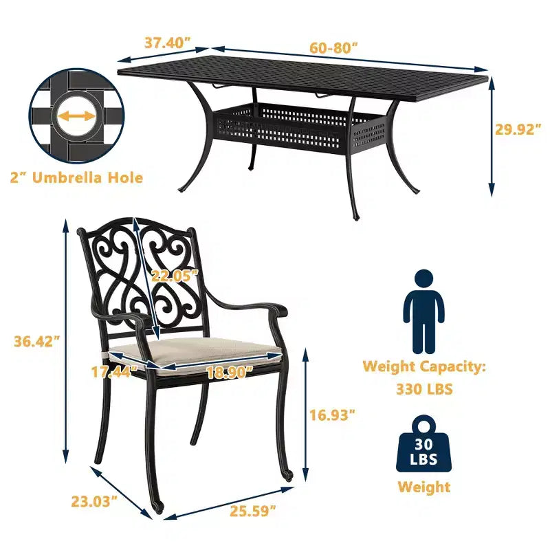 CLIHOME 9-Piece Cast Aluminum Patio Dining Set with Sofa Cushions
