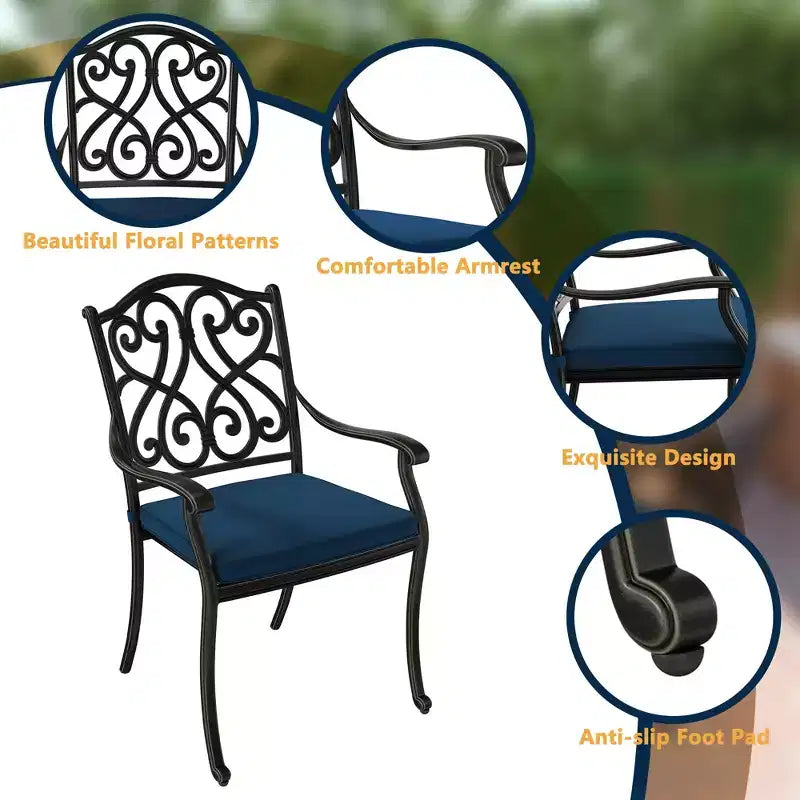CLIHOME 9-Piece Cast Aluminum Patio Dining Set with Sofa Cushions