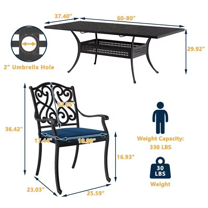 CLIHOME 9-Piece Cast Aluminum Patio Dining Set with Sofa Cushions