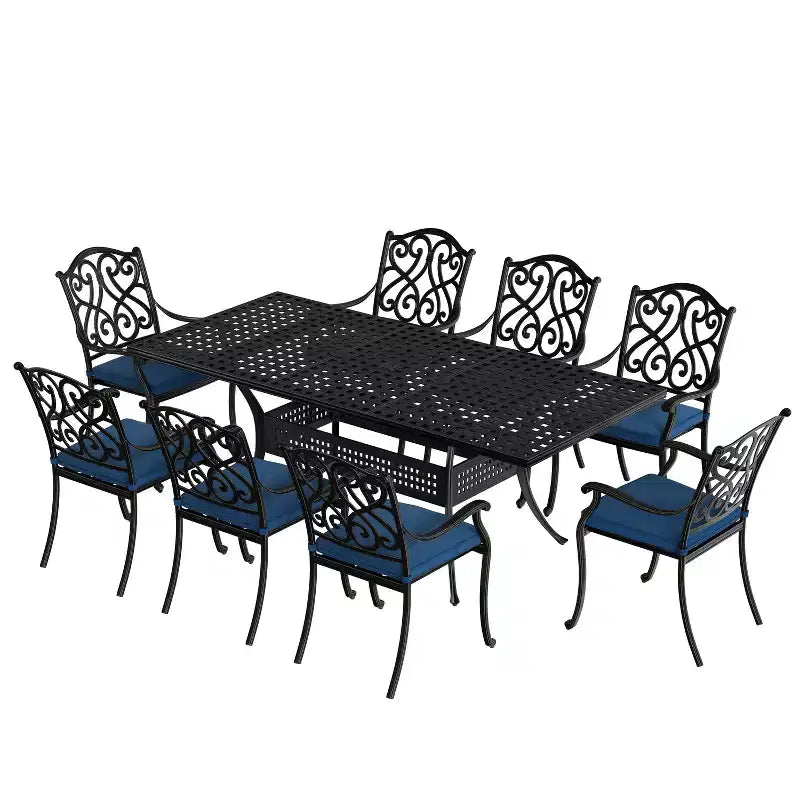 CLIHOME 9-teiliges Terrassen-Esszimmerset aus Gussaluminium mit Sofakissen