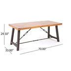 GDFStudio Mahalo Outdoor Wicker and Acacia Wood 6 Piece Dining Set with Bench