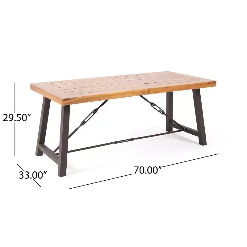 GDFStudio Mahalo Outdoor Wicker and Acacia Wood 6 Piece Dining Set with Bench