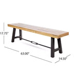 GDFStudio Mahalo Outdoor Wicker and Acacia Wood 6 Piece Dining Set with Bench