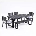 GDFStudio Broderick 6 Piece Outdoor Acacia Wood Dining Set With Bench and Cushions