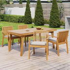 Christopher Knight Home Ashe Rustic 5 Piece Patio Acacia Wood Dining Set with Cushions
