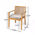 Christopher Knight Home Ashe Rustic 5 Piece Patio Acacia Wood Dining Set with Cushions