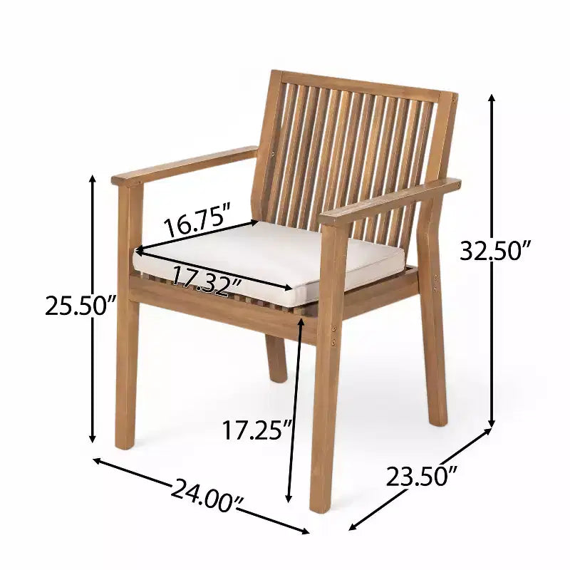 Christopher Knight Home Ashe Rustic 5 Piece Patio Acacia Wood Dining Set with Cushions