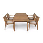 Christopher Knight Home Ashe Rustic 5 Piece Patio Acacia Wood Dining Set with Cushions