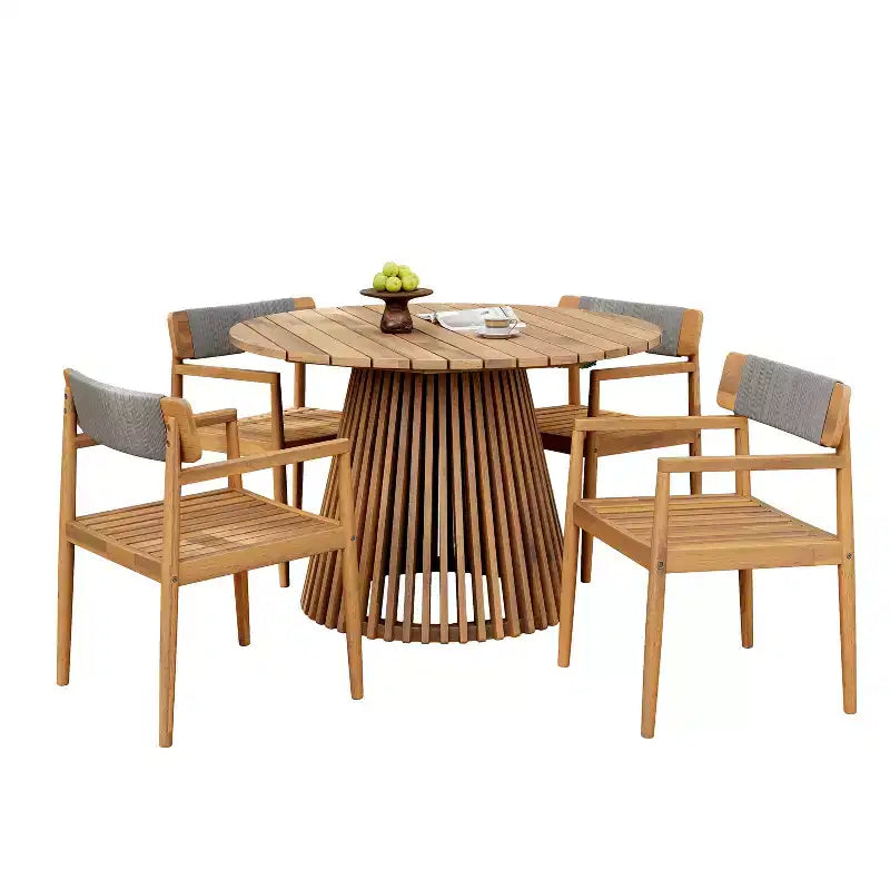 Christopher Knight Home Sett Rustic 5 Piece Patio Acacia Wood Dining Set