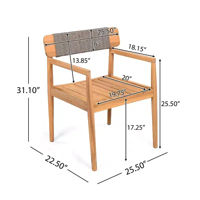 Christopher Knight Home Sett Rustic 5 Piece Patio Acacia Wood Dining Set