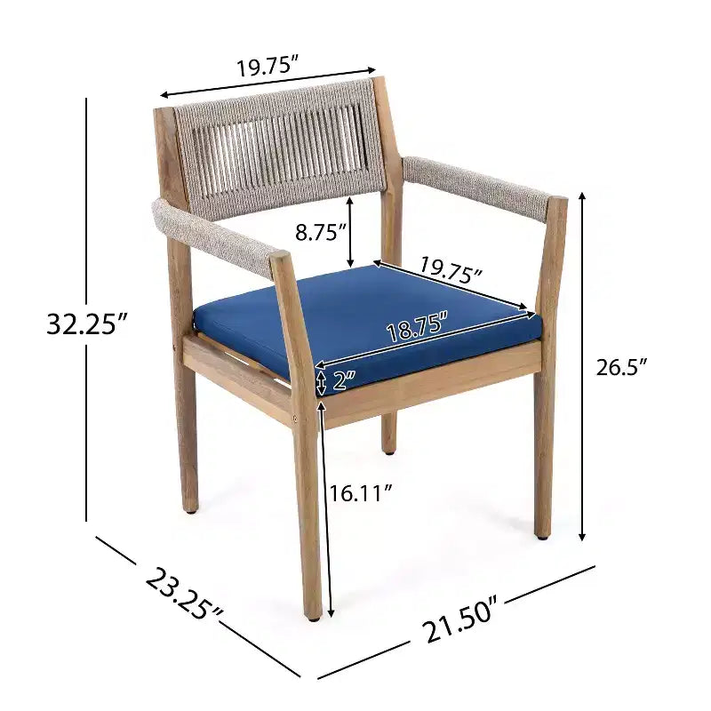 Christopher Knight Home Sivir Modern Coastal 5 Piece Patio Acacia Wood Dining Set with Cushions