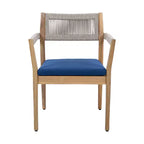 Christopher Knight Home Sivir Modern Coastal 5 Piece Patio Acacia Wood Dining Set with Cushions