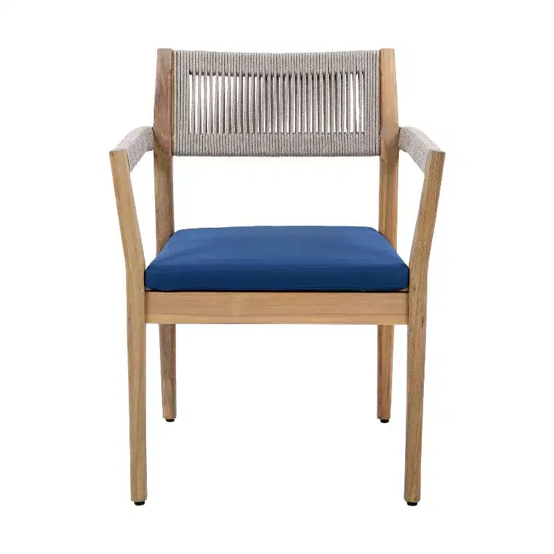 Christopher Knight Home Sivir Modern Coastal 5 Piece Patio Acacia Wood Dining Set with Cushions