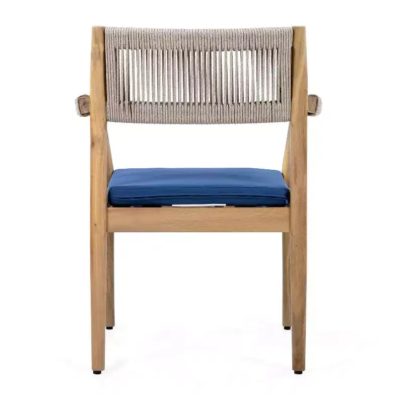 Christopher Knight Home Sivir Modern Coastal 5 Piece Patio Acacia Wood Dining Set with Cushions