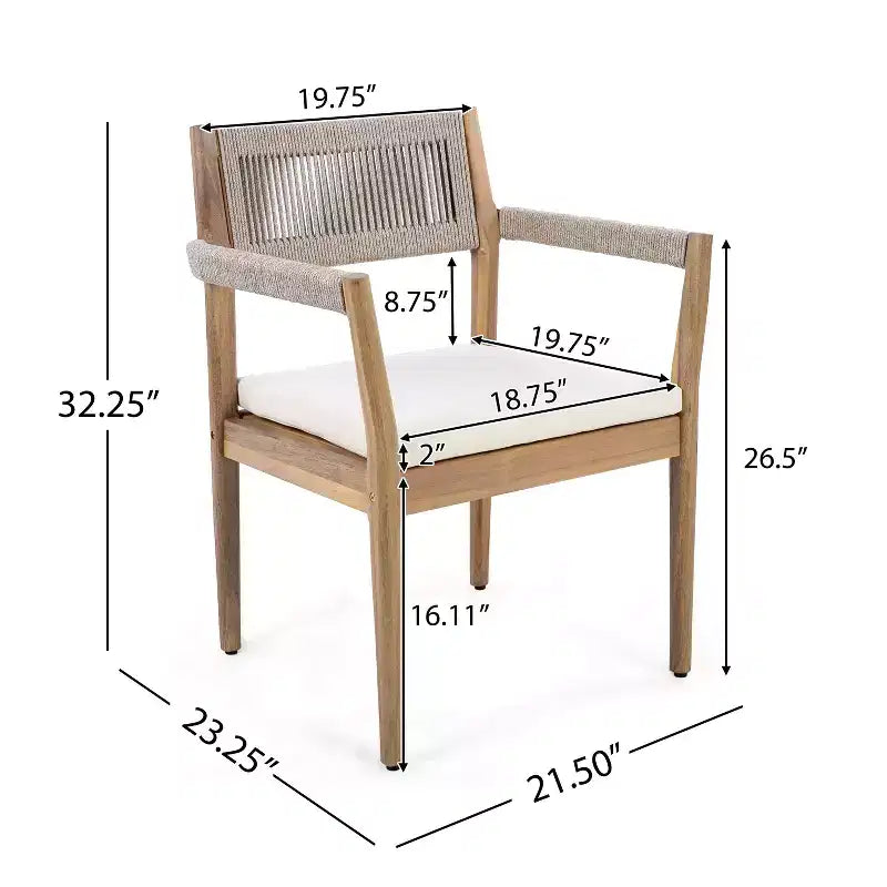 Christopher Knight Home Sivir Modern Coastal 5 Piece Patio Acacia Wood Dining Set with Cushions
