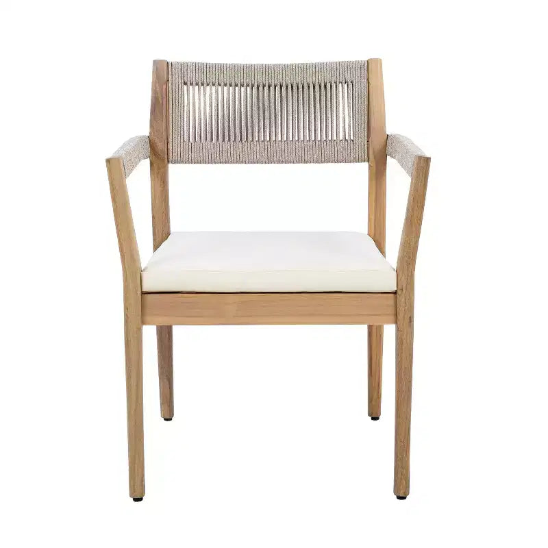 Christopher Knight Home Sivir Modern Coastal 5 Piece Patio Acacia Wood Dining Set with Cushions
