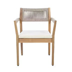 Christopher Knight Home Sivir Modern Coastal 5 Piece Patio Acacia Wood Dining Set with Cushions