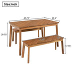 MAYEERTY Dining Set 3 Piece Acacia Table 2 Benches Indoor Outdoor Natural for Patio Garden