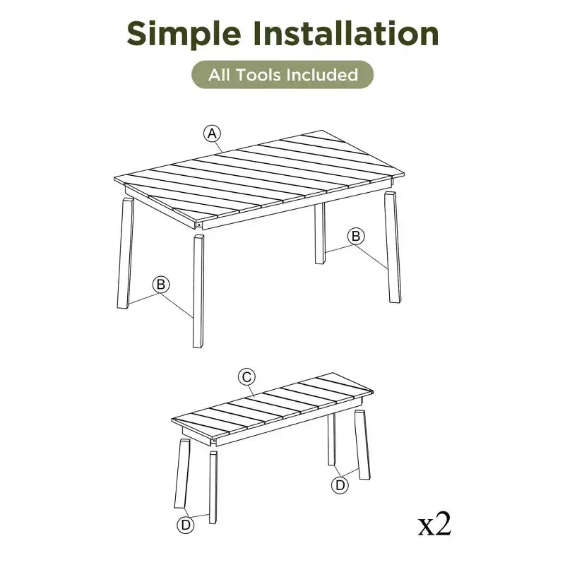 MAYEERTY Dining Set 3 Piece Acacia Table 2 Benches Indoor Outdoor Natural for Patio Garden