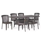 Christopher Knight Home Truda 7 Piece Patio Dining Set with 69 Rattan Table and Stackable Chairs