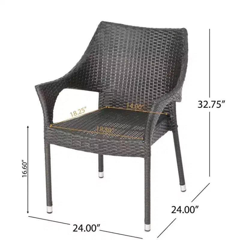 Christopher Knight Home Laura 5 Piece Rattan and Iron Dining Set with X Base Acacia Wood Table