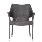 Christopher Knight Home Laura 5 Piece Rattan and Iron Dining Set with X Base Acacia Wood Table