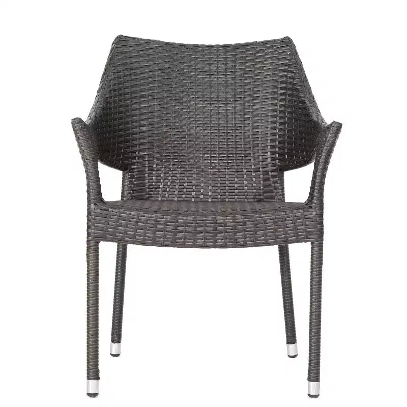 Christopher Knight Home Laura 5 Piece Rattan and Iron Dining Set with X Base Acacia Wood Table