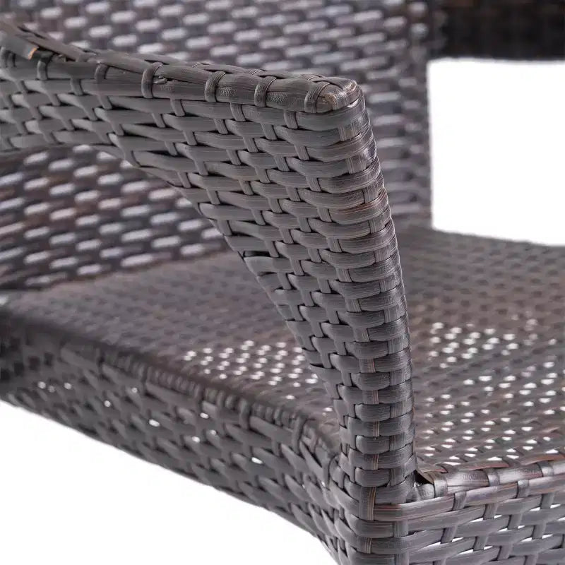 Christopher Knight Home Laura 5 Piece Rattan and Iron Dining Set with X Base Acacia Wood Table