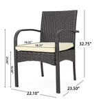 Christopher Knight Home Caraga Outdoor Acacia Wood and Wicker 7 Piece Dining Set with Cushion