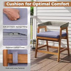 Costway 5 Piece Patio Dining Set Outdoor Solid Wood Furniture with Rattan Backrest
