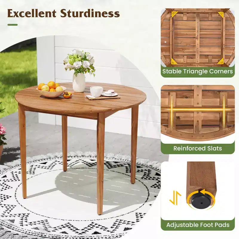 Costway 5 Piece Patio Dining Set Outdoor Solid Wood Furniture with Rattan Backrest