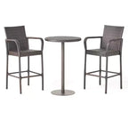 GDFStudio Barnby Outdoor Wicker and Iron 3 Piece Bar Set