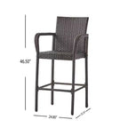 GDFStudio Barnby Outdoor Wicker and Iron 3 Piece Bar Set
