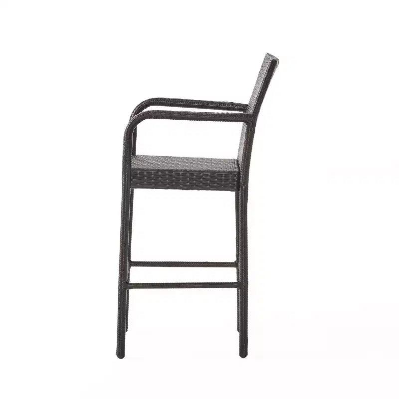 GDFStudio Barnby Outdoor Wicker and Iron 3 Piece Bar Set