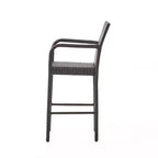 GDFStudio Barnby Outdoor Wicker and Iron 3 Piece Bar Set