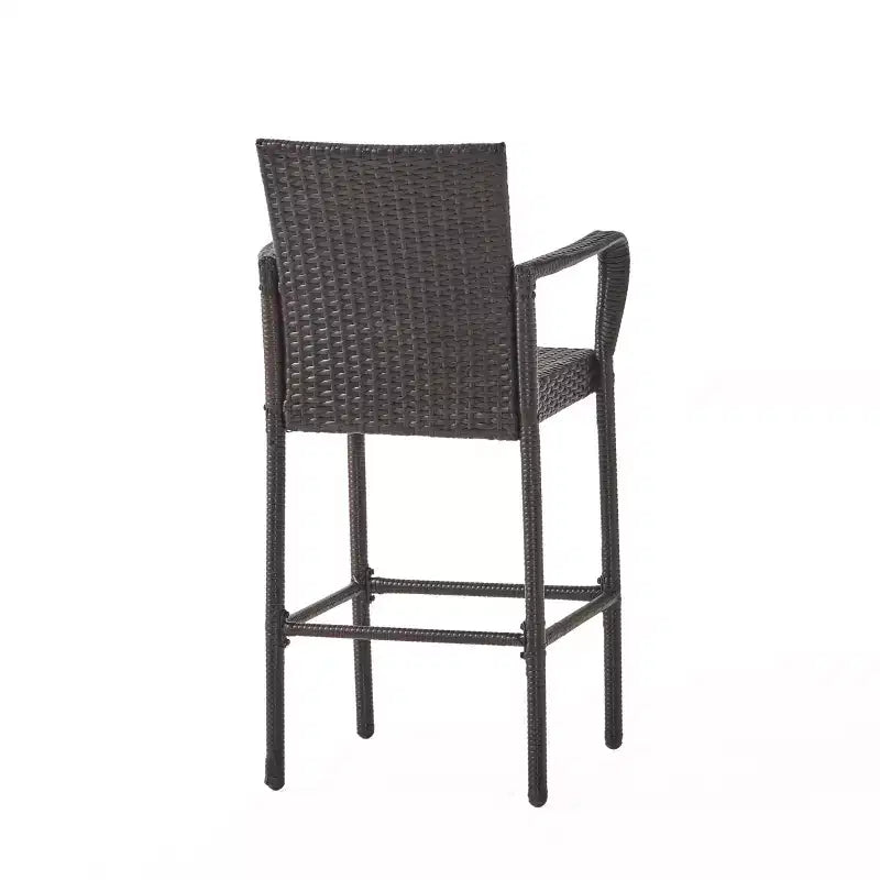 GDFStudio Barnby Outdoor Wicker and Iron 3 Piece Bar Set