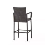 GDFStudio Barnby Outdoor Wicker and Iron 3 Piece Bar Set