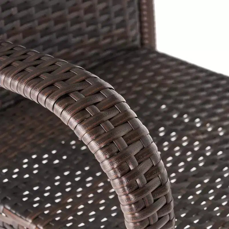 GDFStudio Barnby Outdoor Wicker and Iron 3 Piece Bar Set