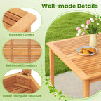Costway 5 PCS Patio Acacia Wood Dining Set with Soft Seat Cushions Umbrella Hole for Yard