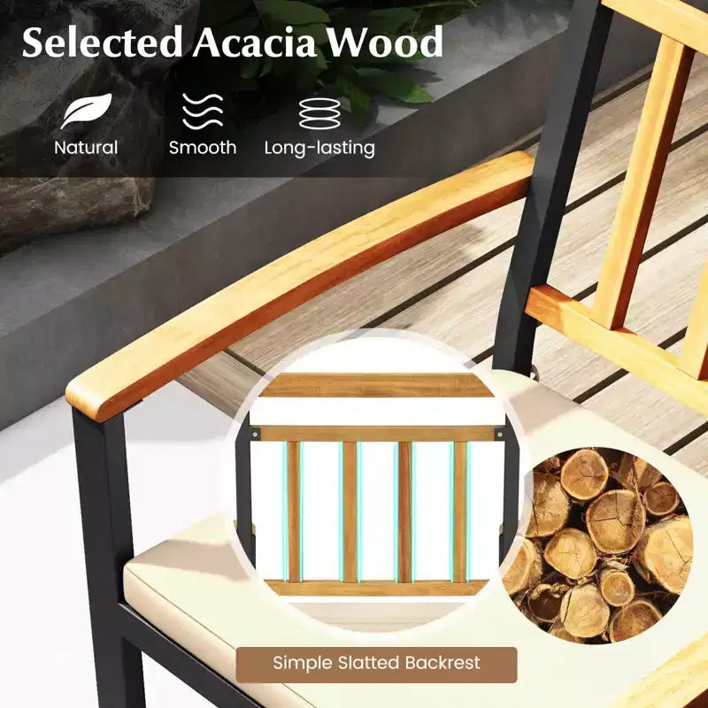Costway 7 PCS Patio Acacia Wood Dining Set with Soft Seat Cushions Umbrella Hole Outdoor