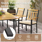 Costway 7 PCS Patio Acacia Wood Dining Set with Soft Seat Cushions Umbrella Hole Outdoor