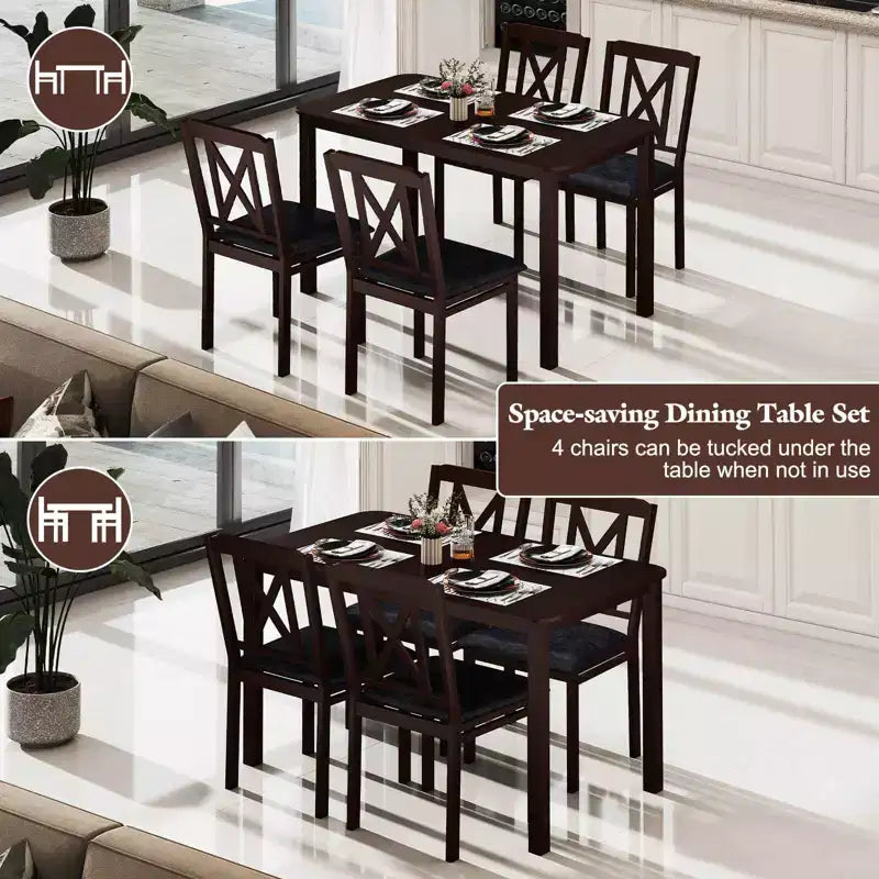 Costway 5 Piece Dining Table Set for 4 Rectangular Kitchen Table & 4 Chairs Dinette Set