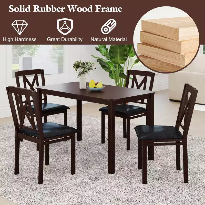 Costway 5 Piece Dining Table Set for 4 Rectangular Kitchen Table & 4 Chairs Dinette Set