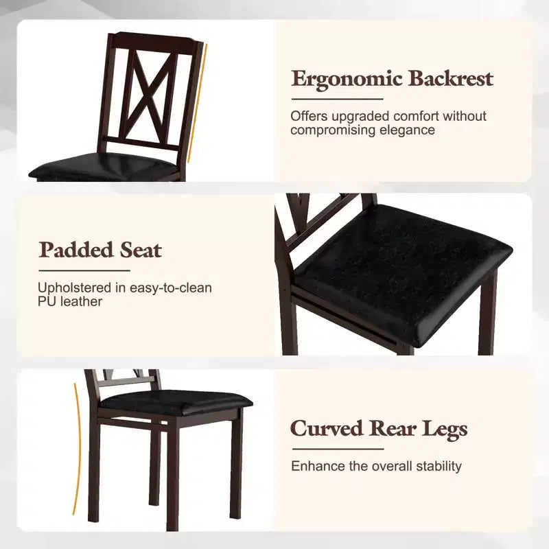 Costway 5 Piece Dining Table Set for 4 Rectangular Kitchen Table & 4 Chairs Dinette Set