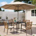 LAUSAINT HOME 5-piece Outdoor Rattan Dining Set Rattan Outdoor Table and Chairs for Backyard, Garden and Poolside