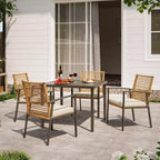 LAUSAINT HOME 5-piece Outdoor Rattan Dining Set Rattan Outdoor Table and Chairs for Backyard, Garden and Poolside