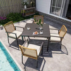 LAUSAINT HOME 5-piece Outdoor Rattan Dining Set Rattan Outdoor Table and Chairs for Backyard, Garden and Poolside