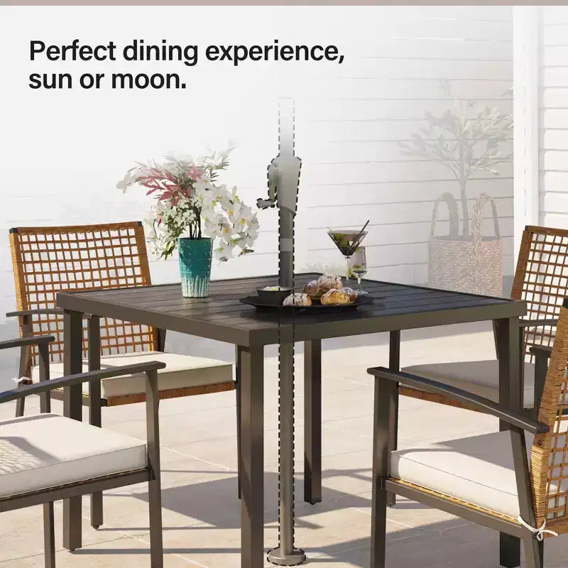 LAUSAINT HOME 5-piece Outdoor Rattan Dining Set Rattan Outdoor Table and Chairs for Backyard, Garden and Poolside